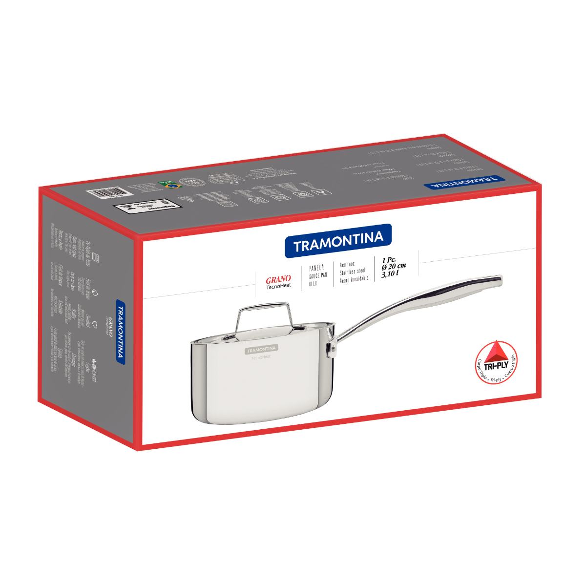 TRAMONTINA（トラモンティーナ） ソースパン 20cm IH対応 ステンレス製