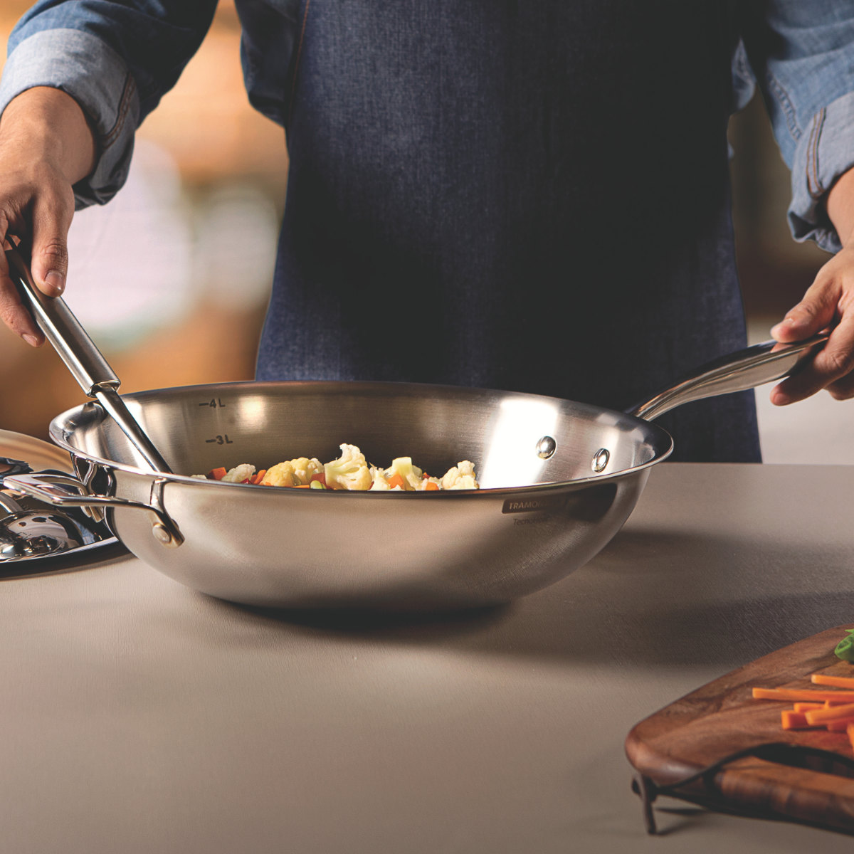 TRAMONTINA（トラモンティーナ） フライパン 32cm IH対応 深型 蓋付き