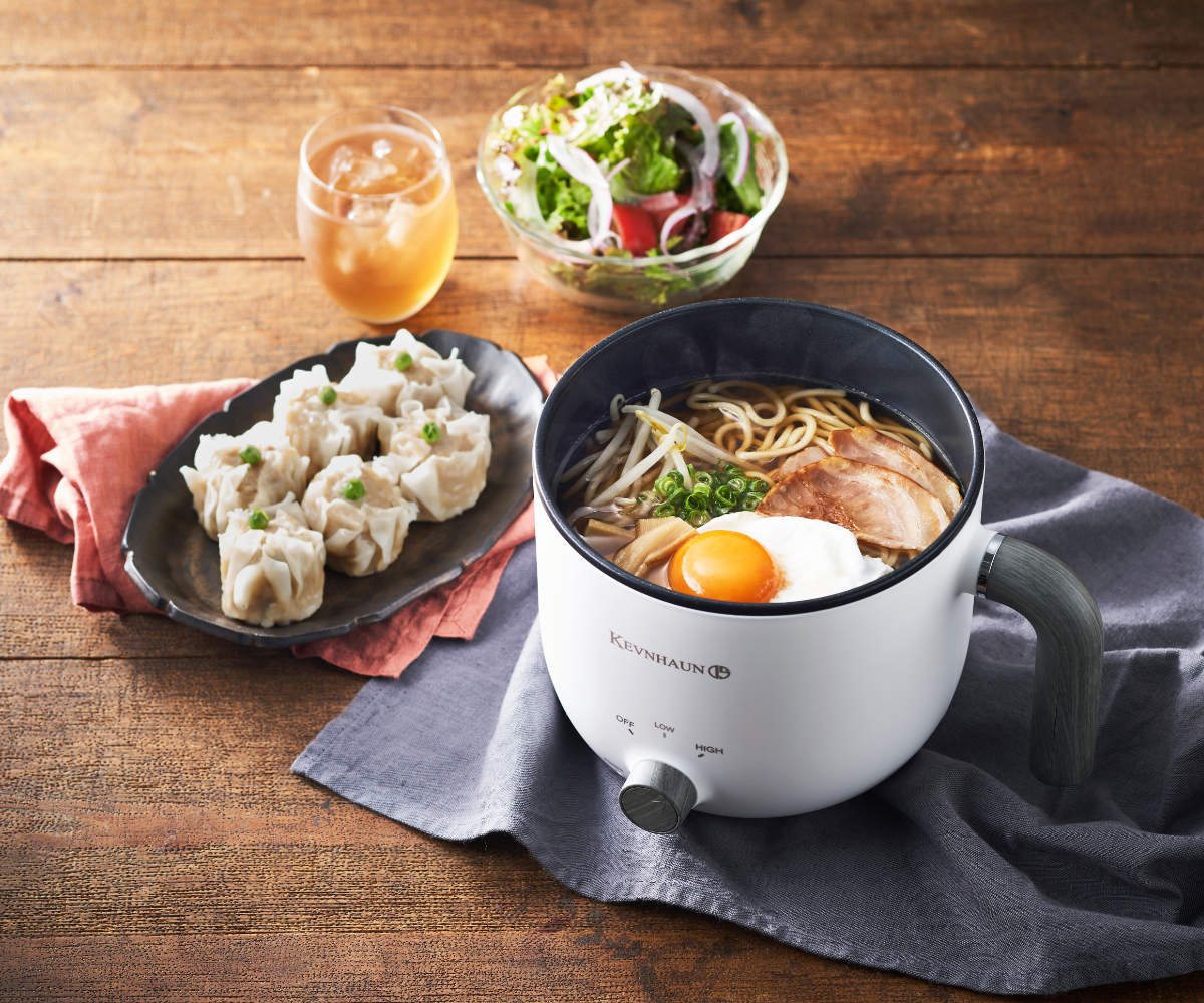 KEVNHAUN 電気マルチポット 1L 蒸し皿付き エッグスタンド付き 電気鍋