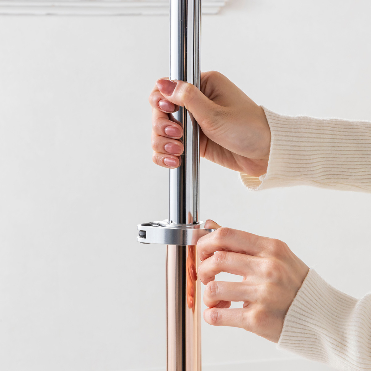 サイドテーブル 昇降式 高さ41.5〜64.5cm （ 高さ調節 大理石調 ピンク