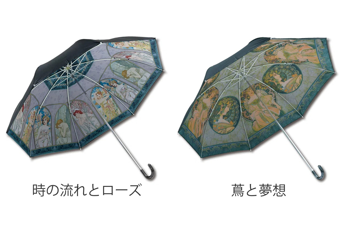 折りたたみ傘 晴雨兼用 名画折りたたみ傘 アールヌーボー （ 傘 かさ