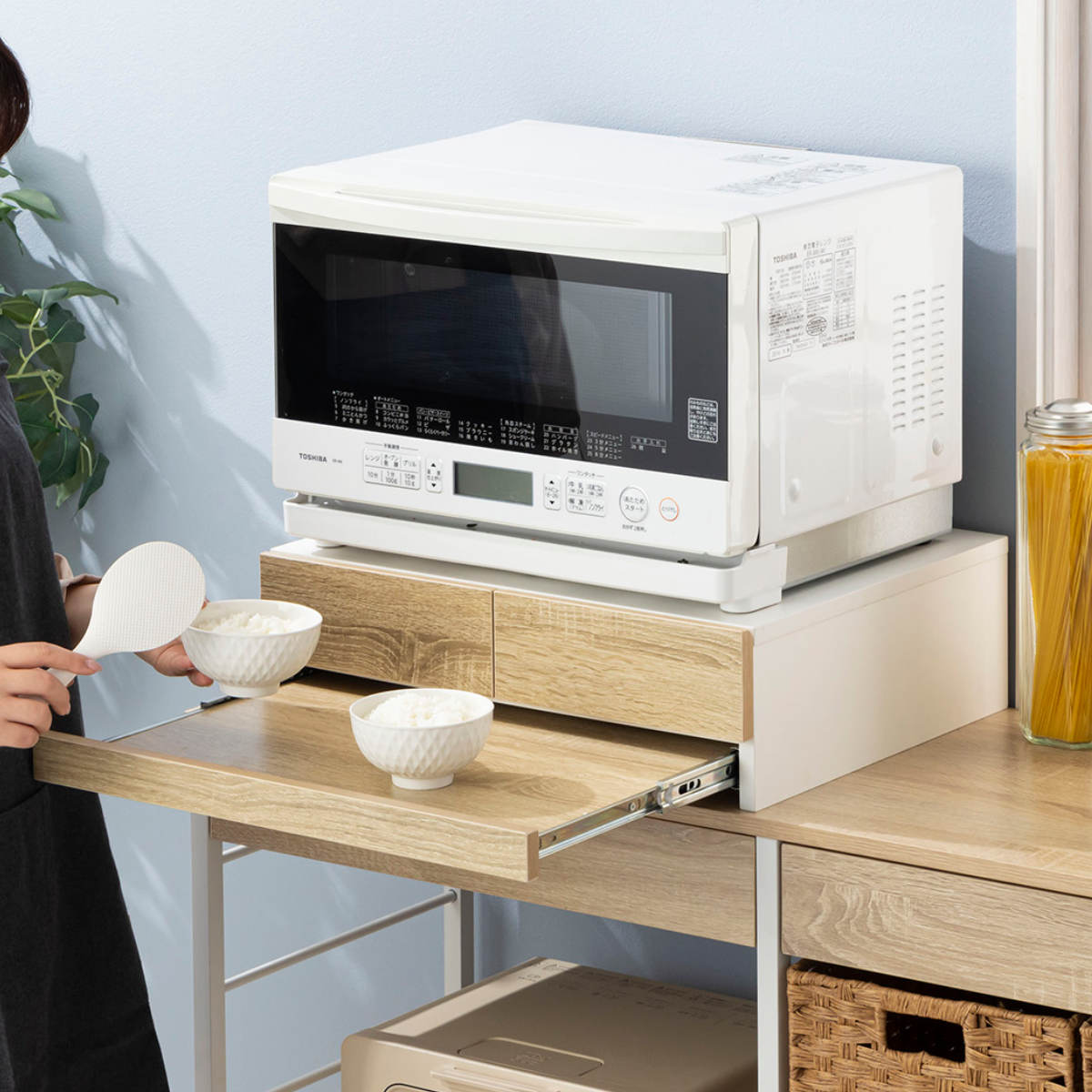 レンジ下引き出し付きトレー　白 レンジ下引き出し付きトレー 白 レンジ下引き出し付きトレー 白