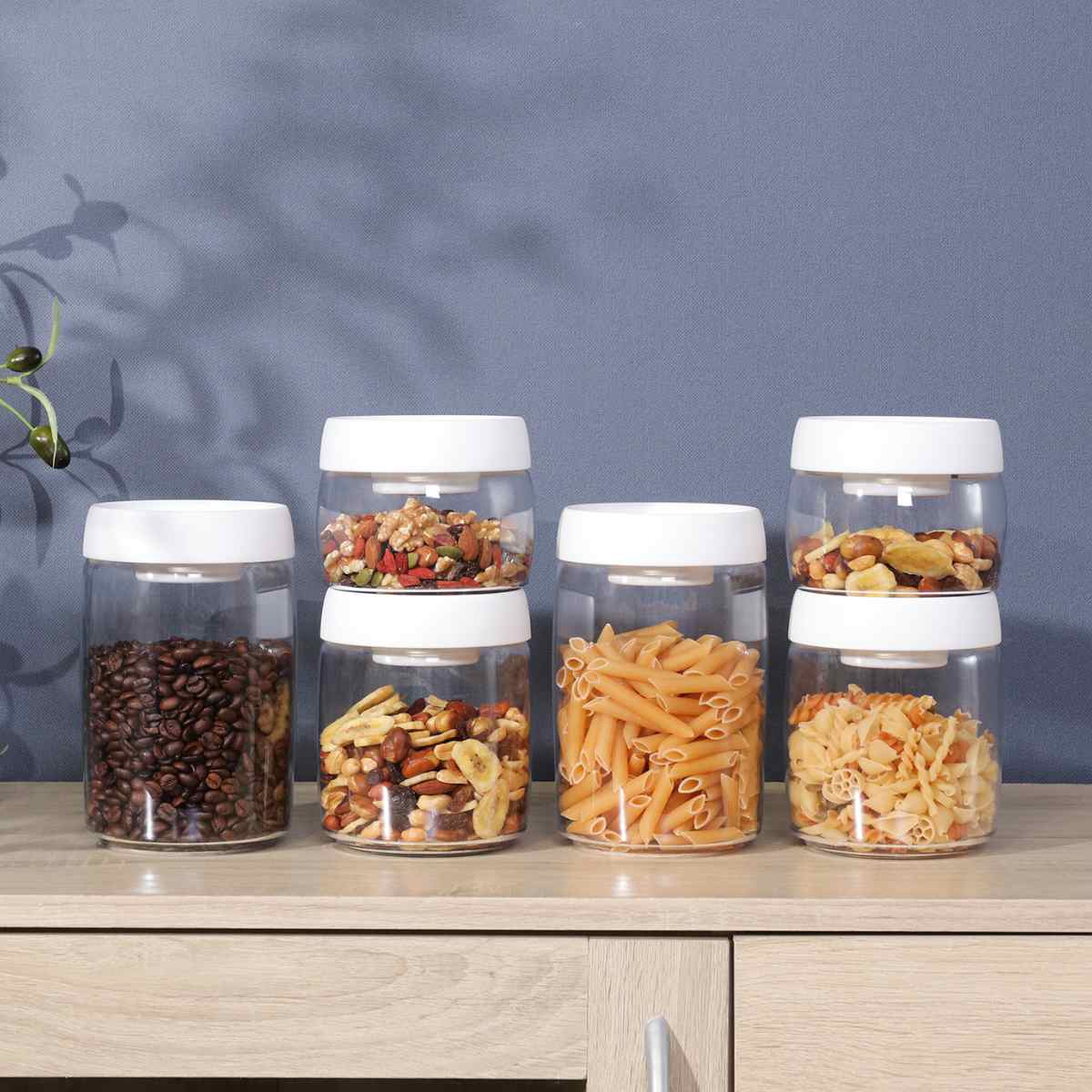 PUSH 空気が抜けるキャニスター 400ml 6点セット 不二貿易（Fuji Boeki） 保存容器 400ml PUSH 空気が抜ける