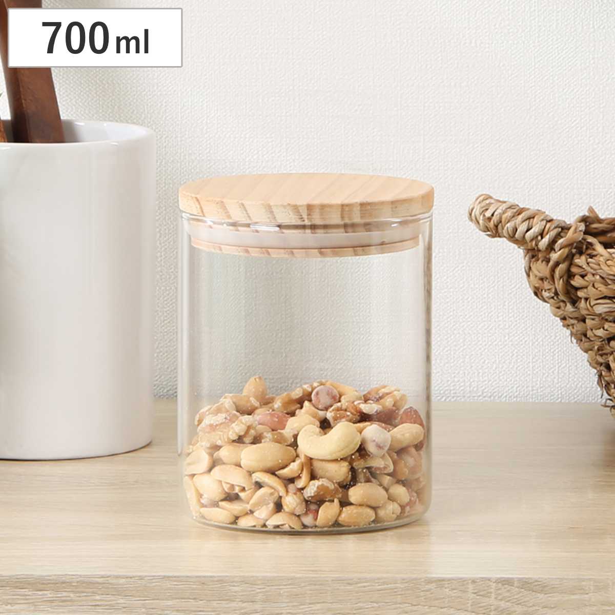 不二貿易（Fuji Boeki） 保存容器 700ml 木蓋耐熱キャニスター