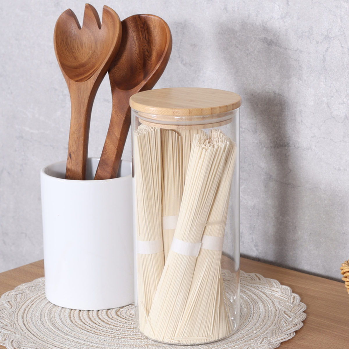 不二貿易（Fuji Boeki） 保存容器 1.3L 木蓋耐熱キャニスター