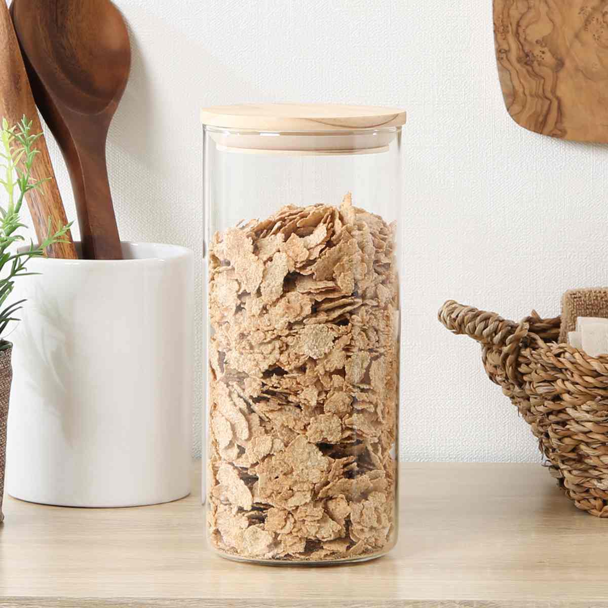 不二貿易（Fuji Boeki） 保存容器 1.3L 木蓋耐熱キャニスター
