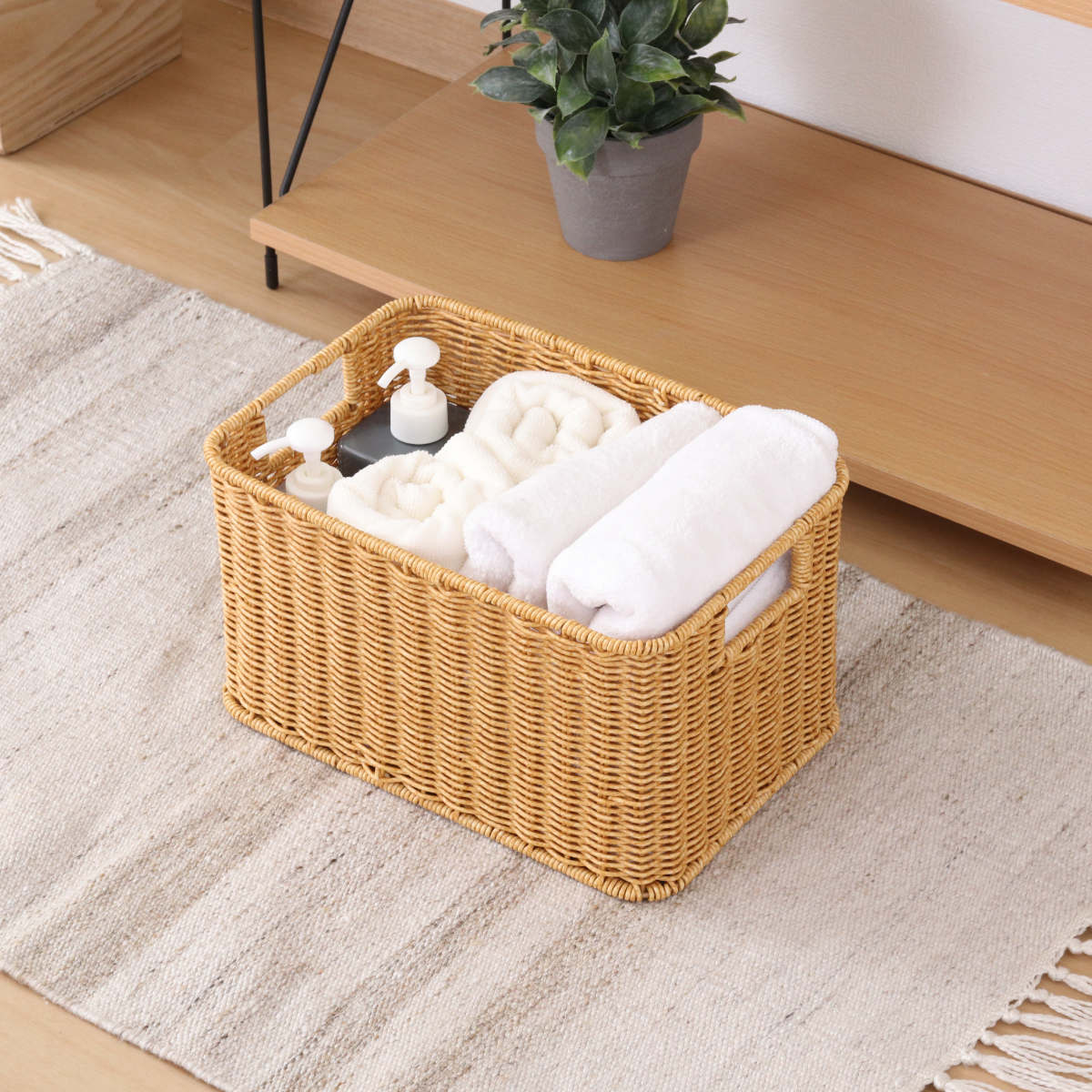 不二貿易（Fuji Boeki） バスケット 洗える収納ボックス かご 水洗い