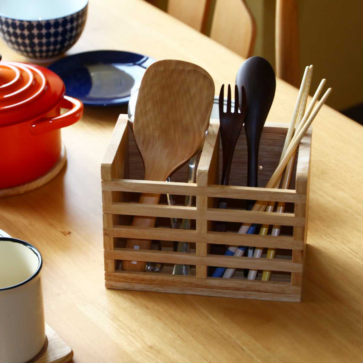 不二貿易（Fuji Boeki） カトラリースタンド 木製 カトラリー収納