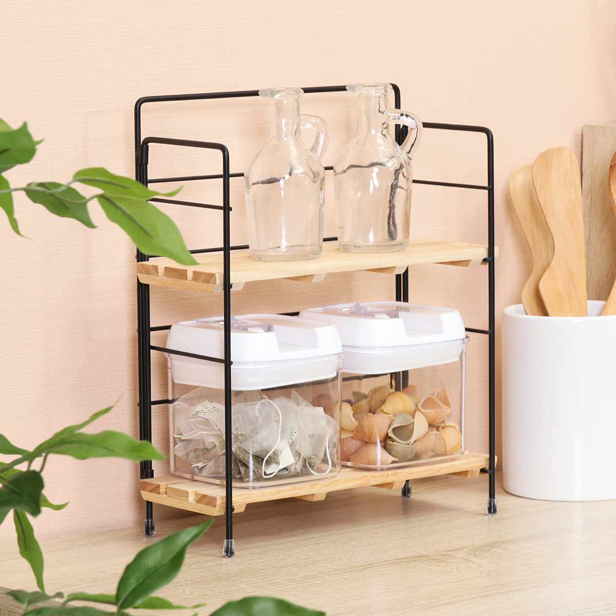 不二貿易（Fuji Boeki） 調味料ラック ウッドミニシェルフ （ 天然木