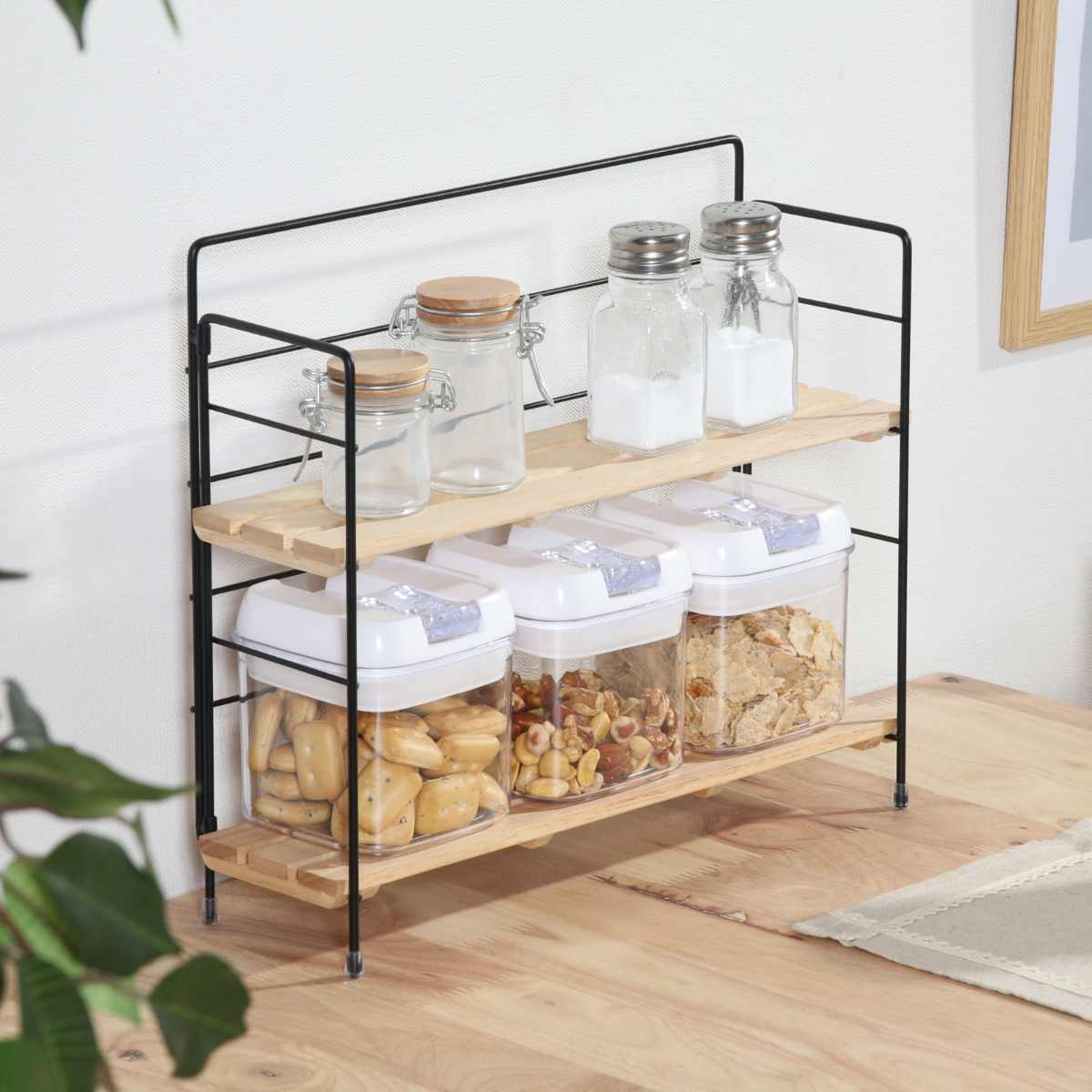 不二貿易（Fuji Boeki） 調味料ラック ウッドミニシェルフ ワイド