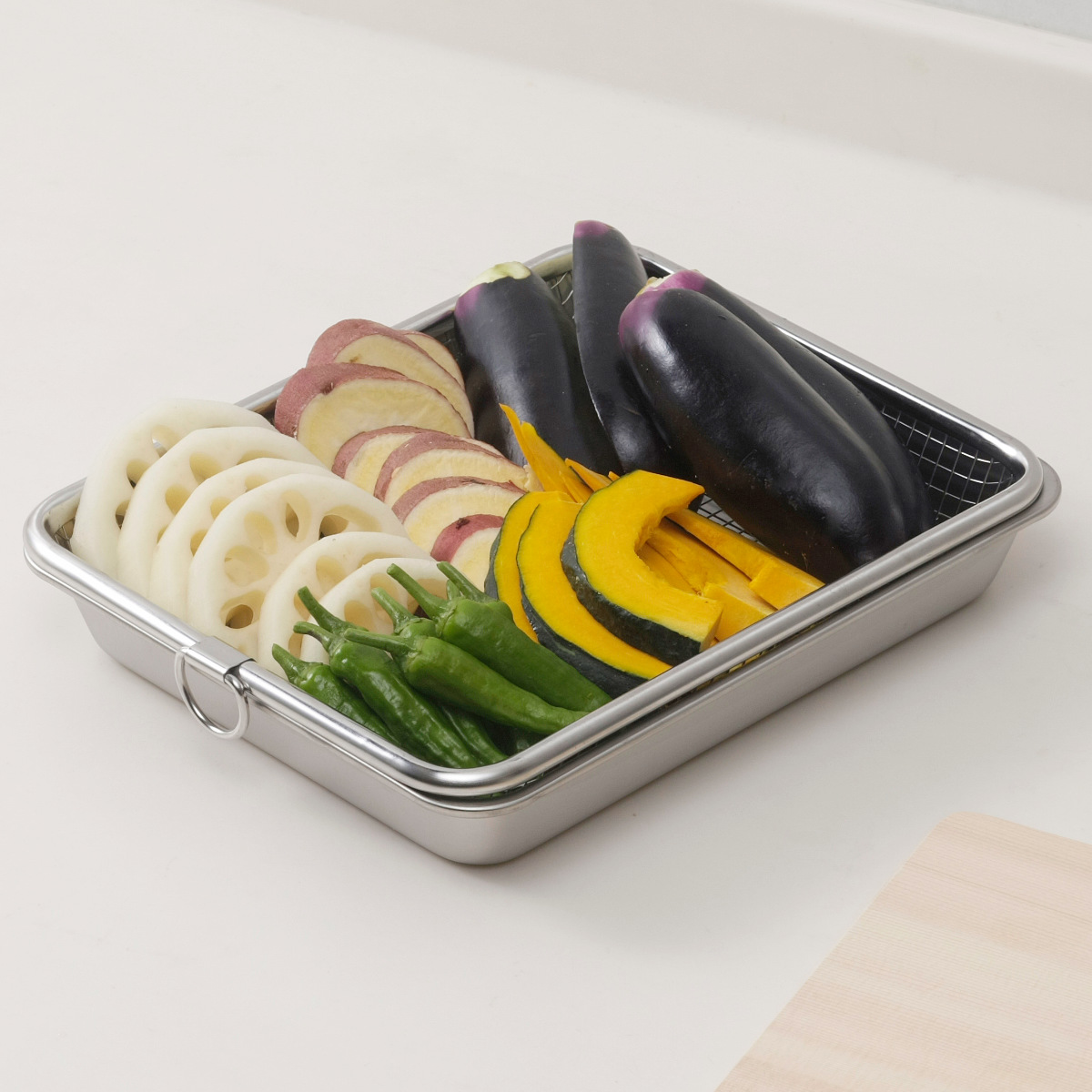 下村企販 バット＆ザル 2点セット 深型 ステンレス製 （ 調理用バット