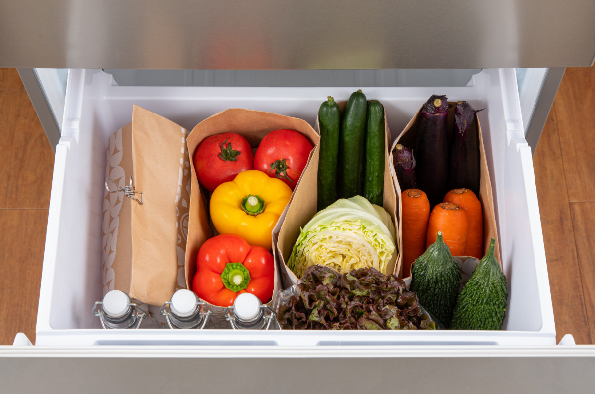 冷蔵庫収納 紙製ストッカー レモン柄 10枚入 （ 収納袋 野菜室 冷蔵庫