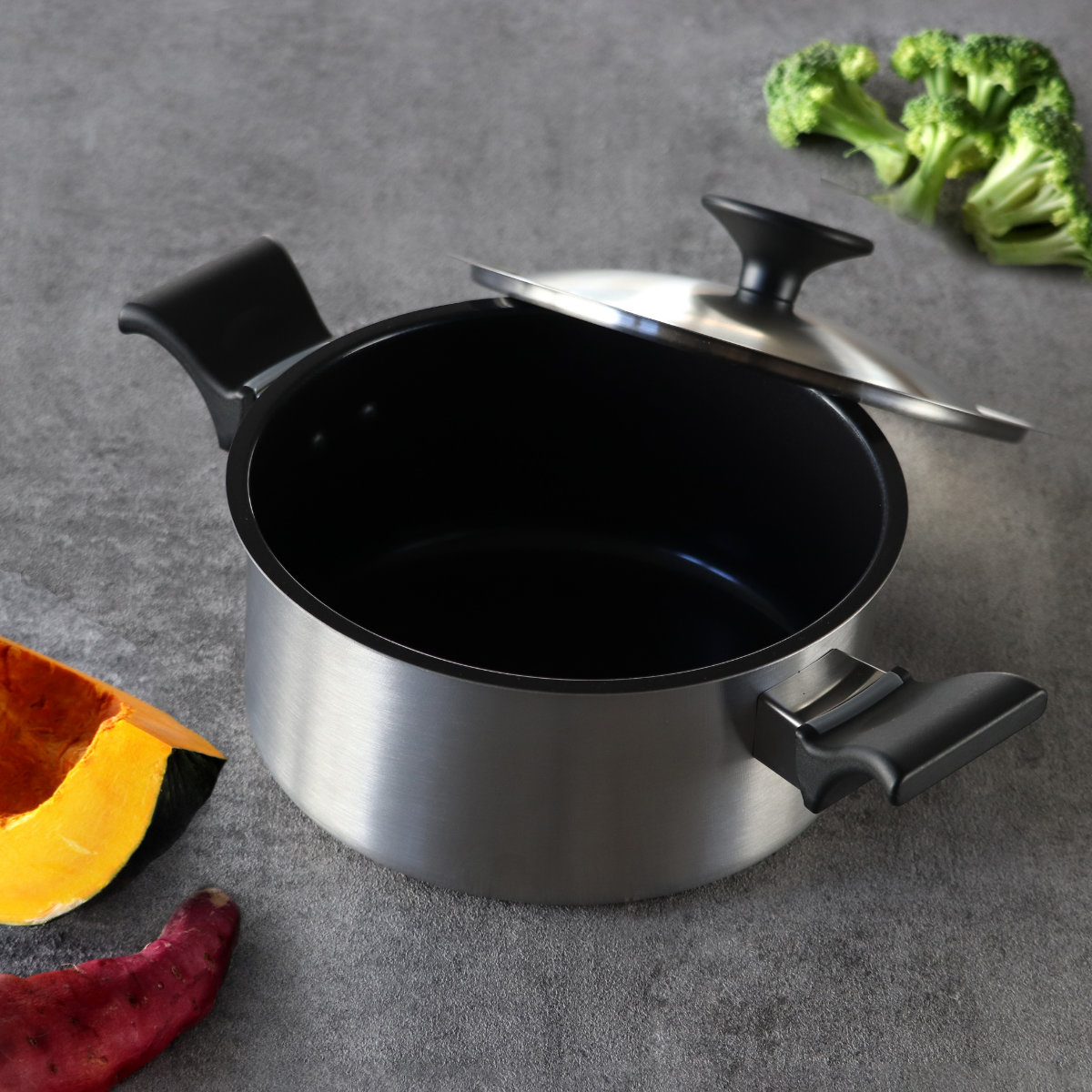 ウルシヤマ金属工業 両手鍋 20cm IH対応 ステンレス製 内面セラミック