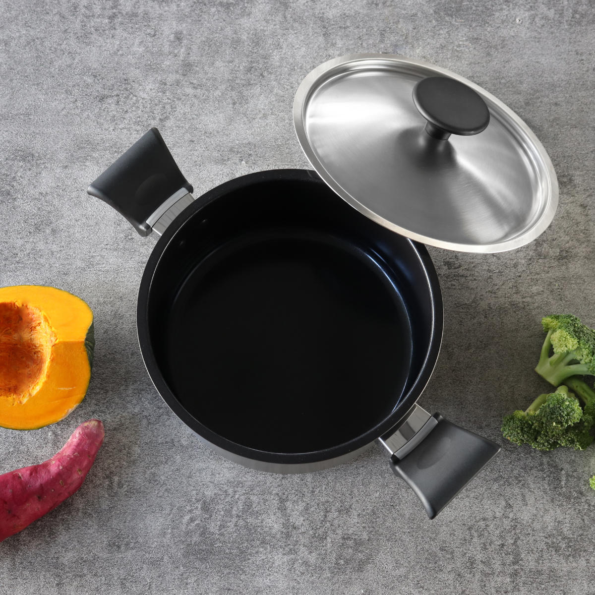 ウルシヤマ金属工業 両手鍋 20cm IH対応 ステンレス製 内面セラミック