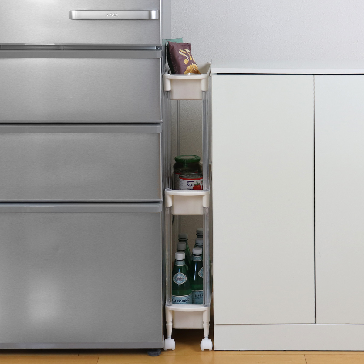 キッチンストッカー 幅13.5cm スリムストッカー 3段 （ スリム