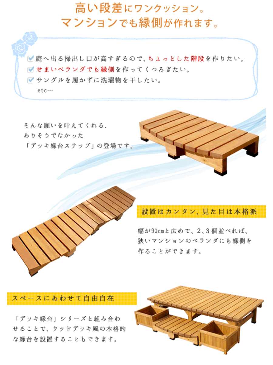 デッキ縁台 ステップ 幅90cm ウッドデッキ...の詳細画像5