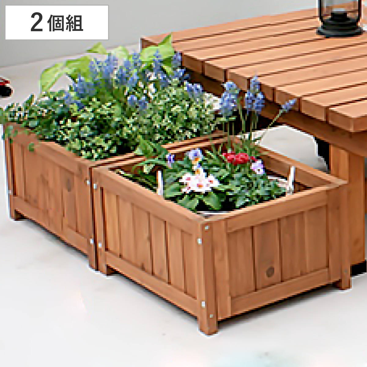 プランター デッキ縁台プランター2個組 幅45cm （ 鉢置き 植木鉢 天然