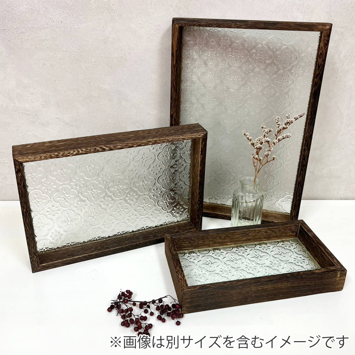 パラデック アクセサリートレイ ベゴニア レトロガラストレイ L