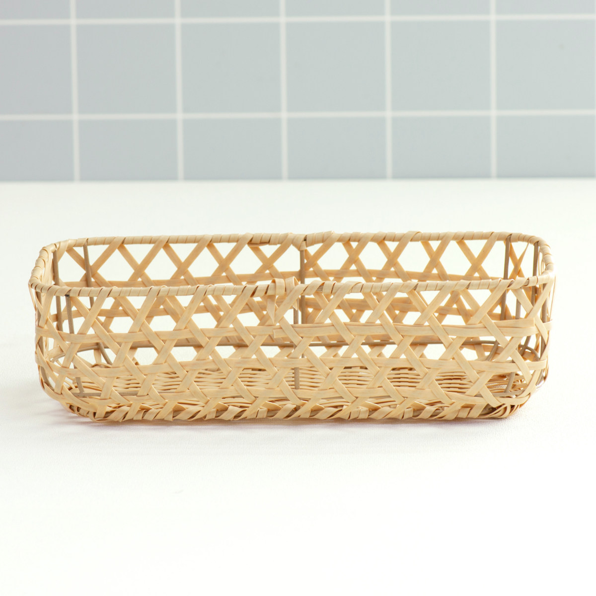 かご バンブス フェイク PE 竹 バスケット 角型 浅型 洗える （ 幅29