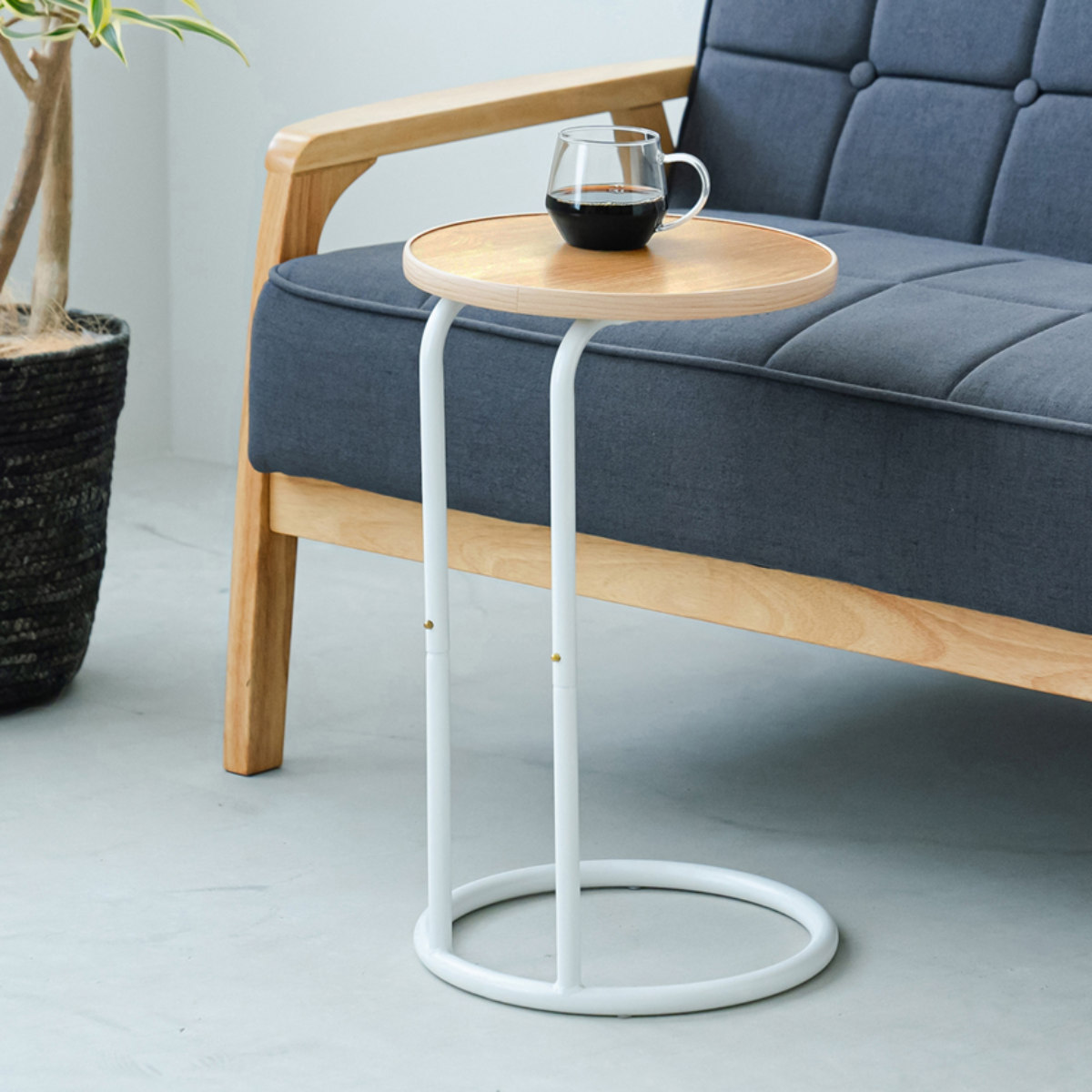 永井興産 サイドテーブル 円型 高さ50cm ラウンドサイドテーブル ラテ