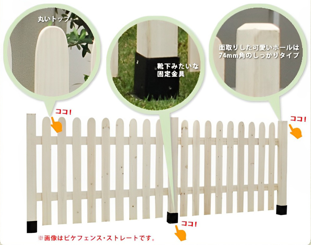 フェンス ピケットフェンス U型 土中 8連結セット （ ガーデンフェンス 