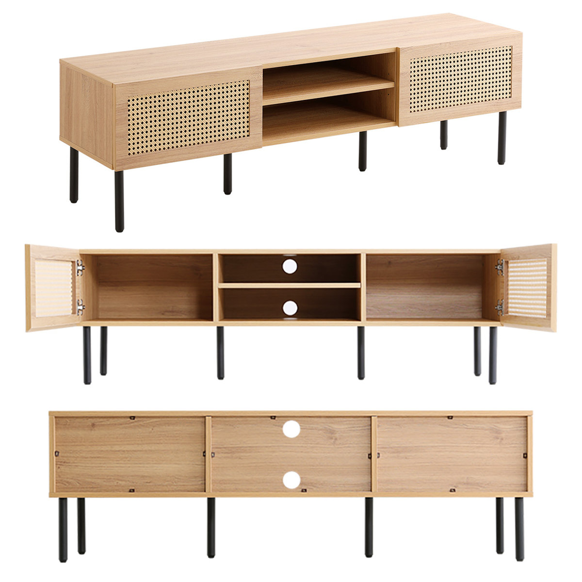 ホームテイスト（HOME taste） ラタン調テレビ台 幅140cm 63インチ対応