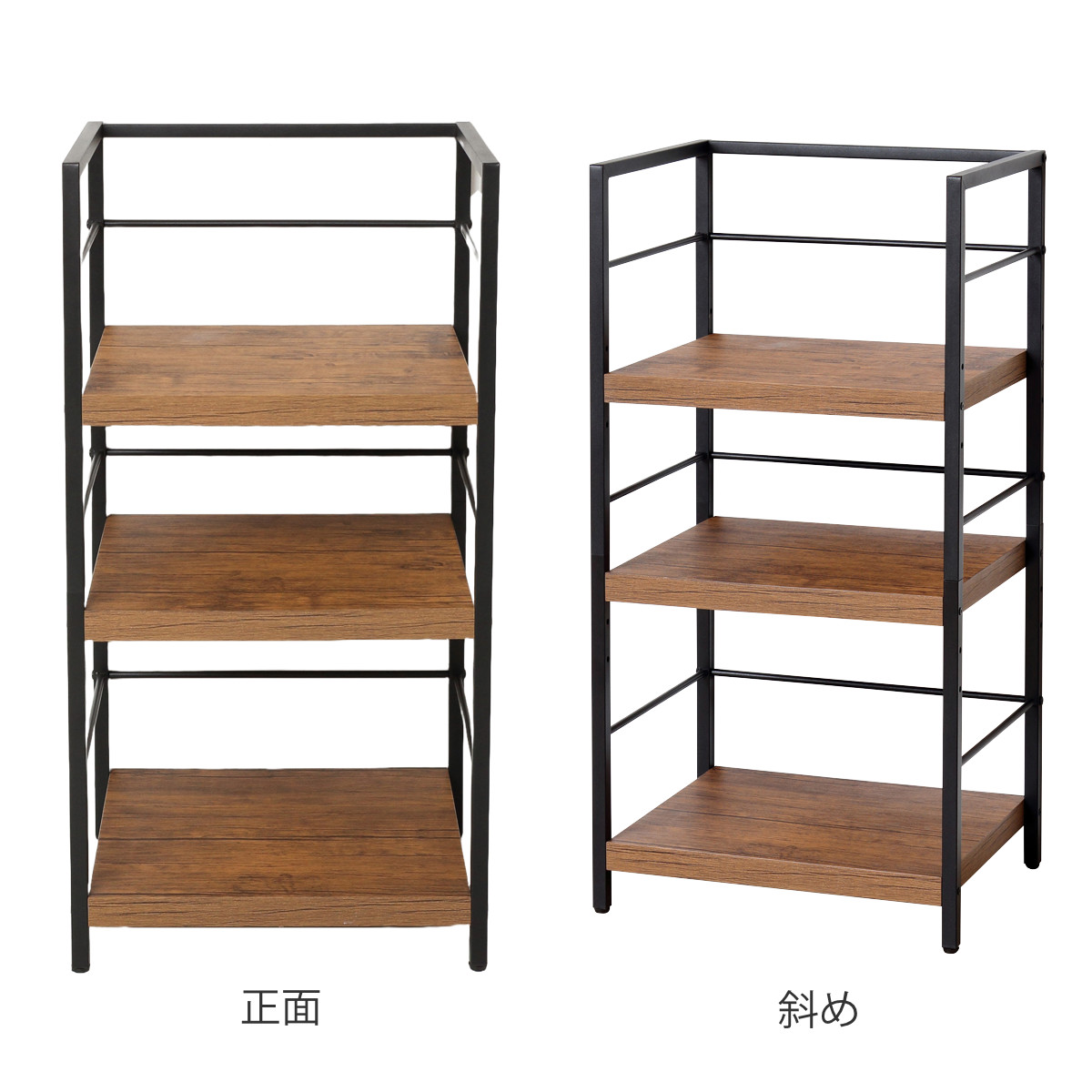 クロシオ オープンラック 幅50cm 3段 スチールフレーム 木板 （ ラック