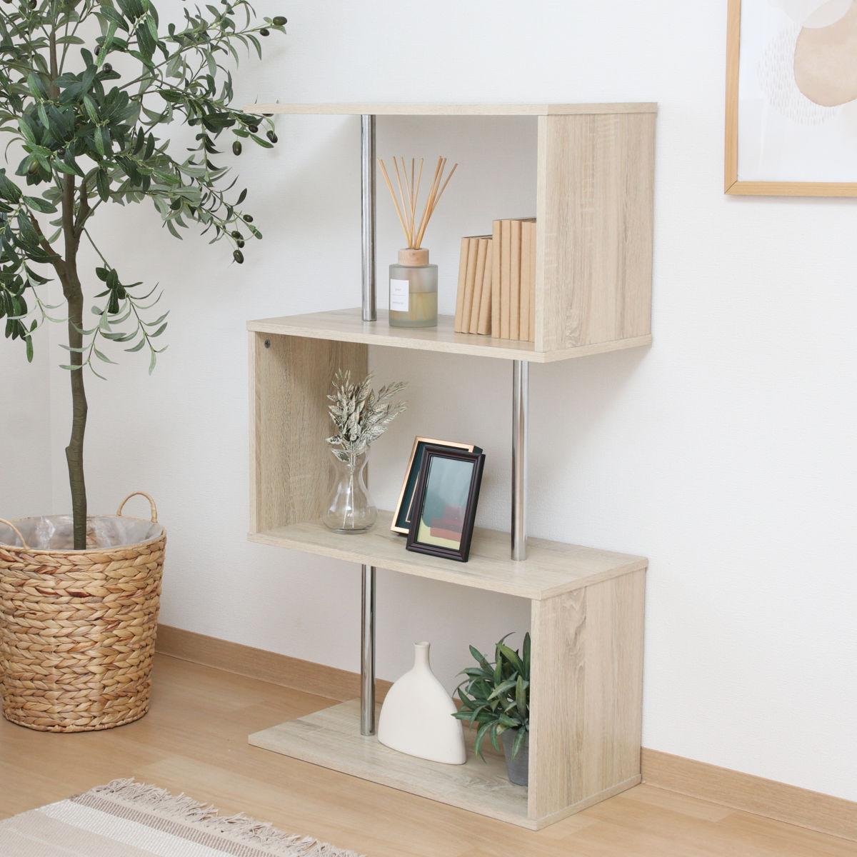 不二貿易（Fuji Boeki） ディスプレイラック 幅60cm 3段 シンプル 木製