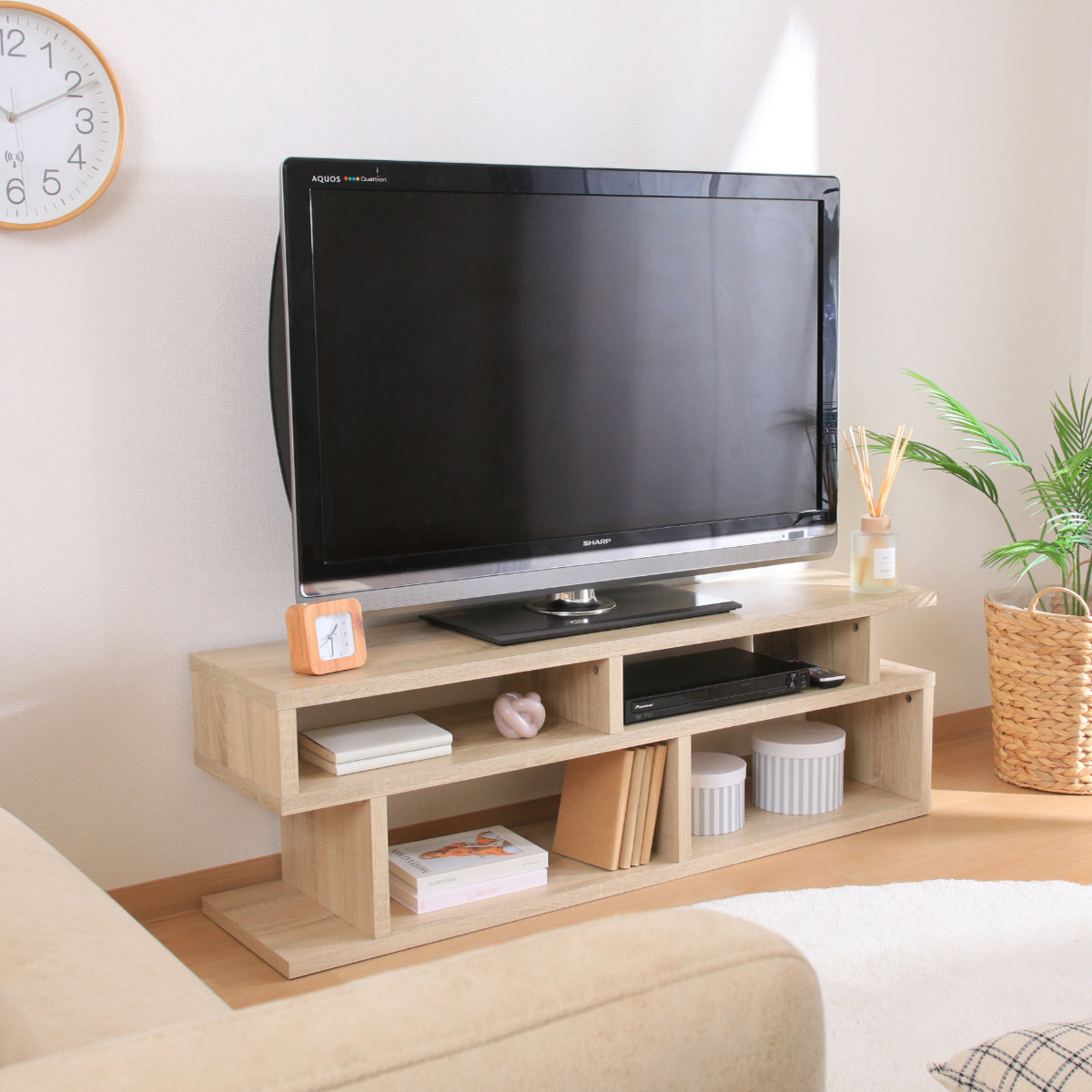 不二貿易（Fuji Boeki） テレビ台 幅117.7cm S字型 シンプル 木製