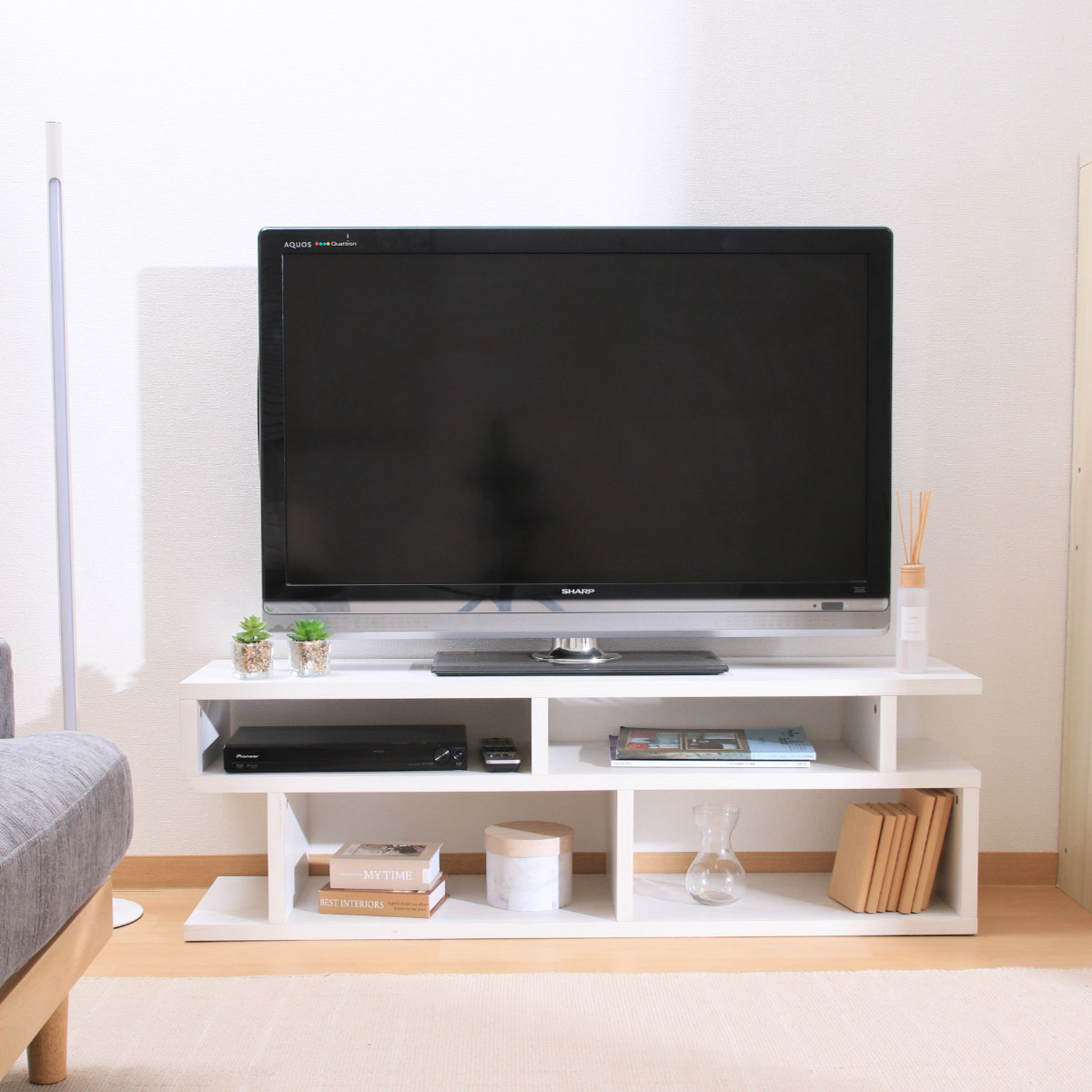 不二貿易（Fuji Boeki） テレビ台 幅117.7cm S字型 シンプル 木製