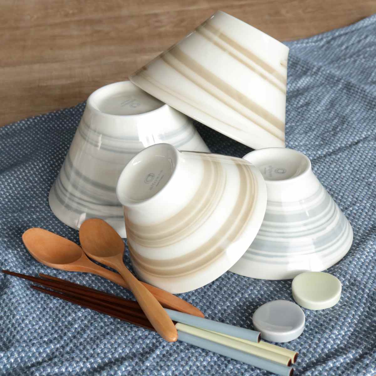aito製作所 麺鉢 スプーン ペアセット スピラル 磁器 木製 （ 食洗機
