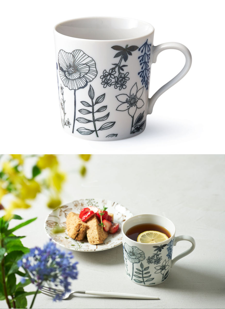 aito製作所 マグカップ 340ml フラワーパターン 磁器 美濃焼 （ 食洗機