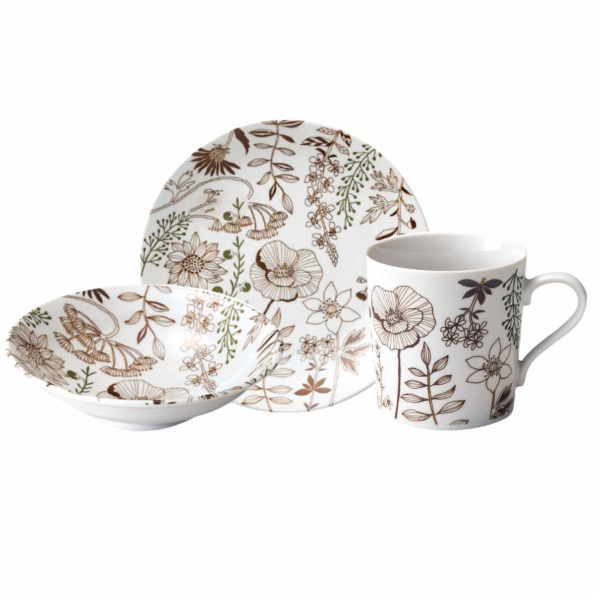 aito製作所 食器セット 3点セット フラワーパターン 磁器 美濃焼 （ 食