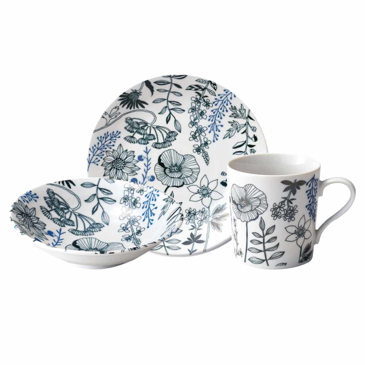 aito製作所 食器セット 3点セット フラワーパターン 磁器 美濃焼 （ 食