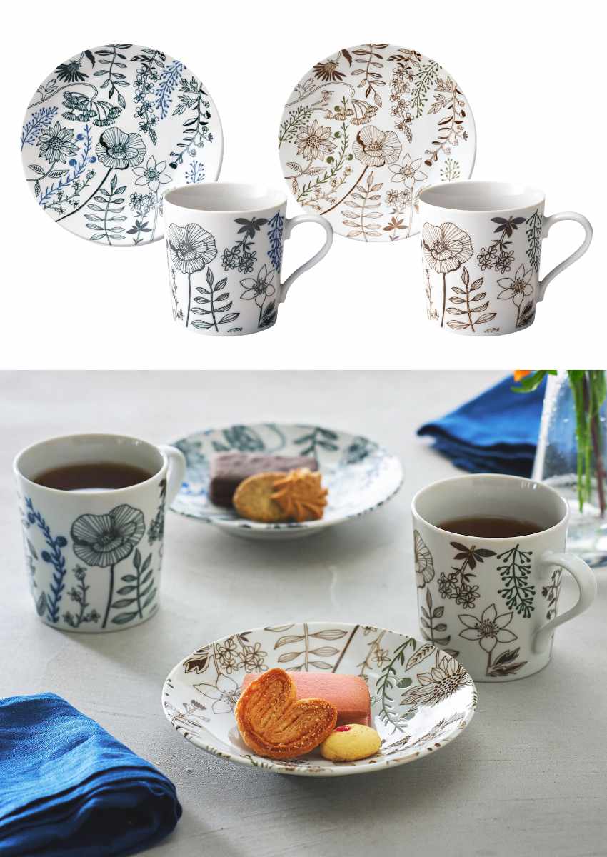 アンティーク食器　花柄装飾 陶磁器 4枚セット 益子焼・ガーデンフラワープレート/花柄 小皿 カフェ わかさま陶芸