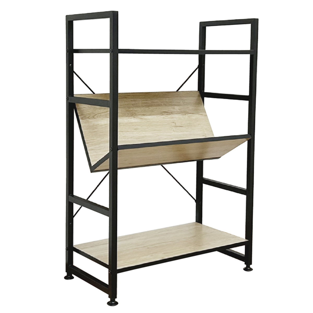 ブックシェルフ 幅60cm 3段 木製 アイアン （ 本棚 棚 ラック 収納