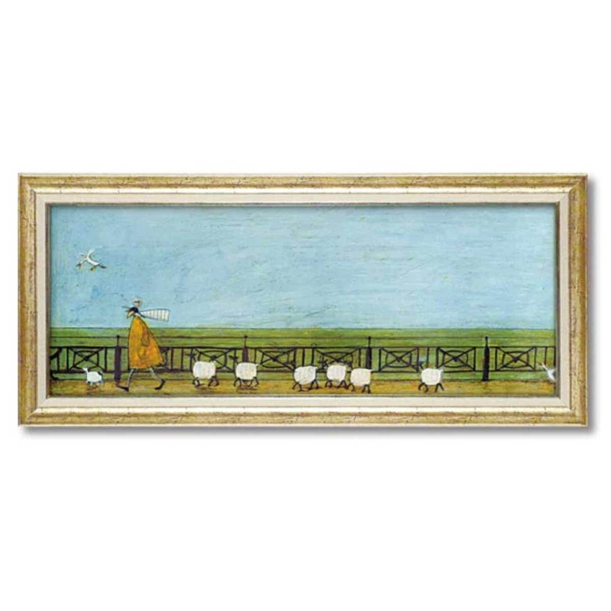 アートパネル サムトフト 『ひつじ達と散歩』 96.5×43cm （ 絵画 絵