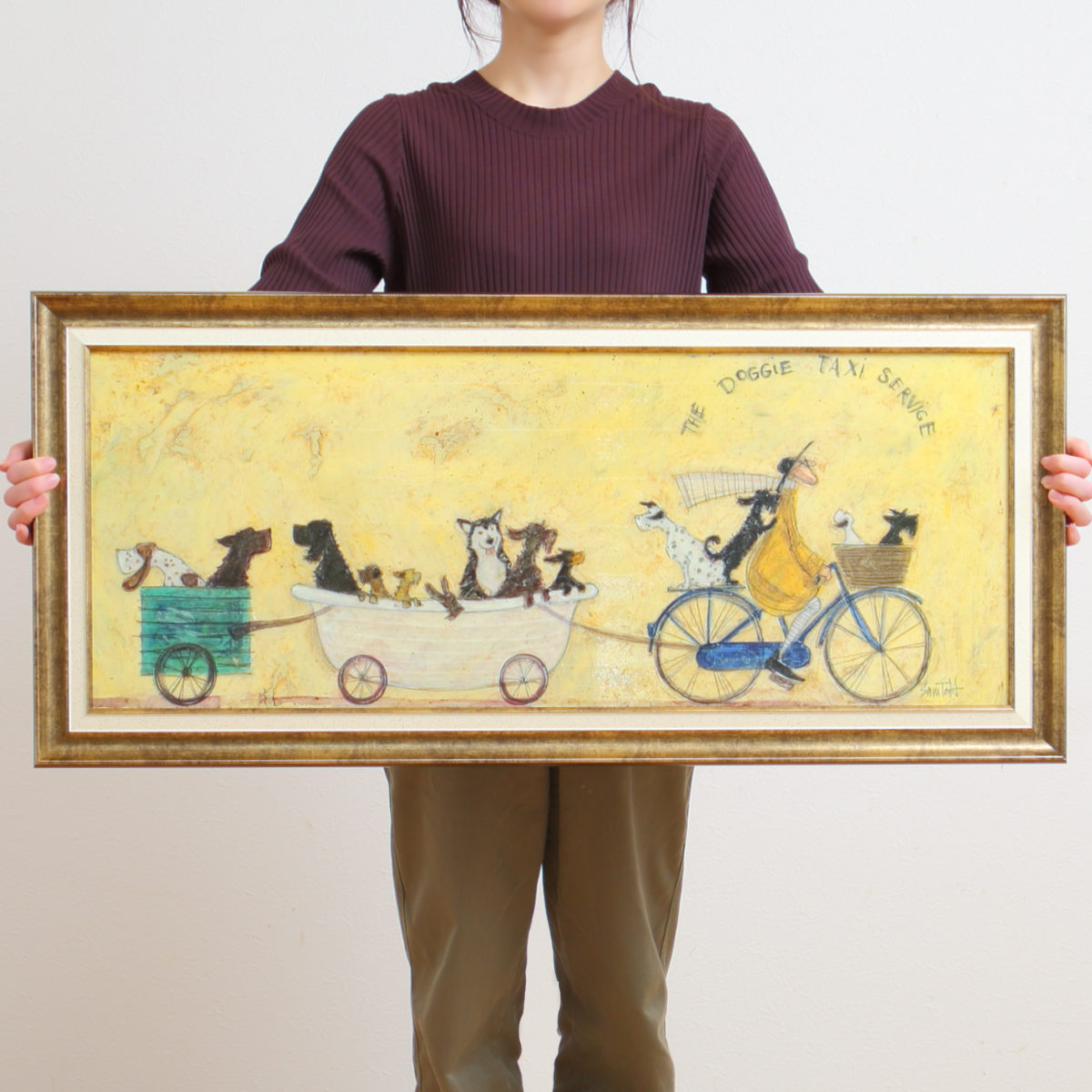 アートパネル サムトフト 『いぬタクシー』 94.5×43cm （ 絵画 絵