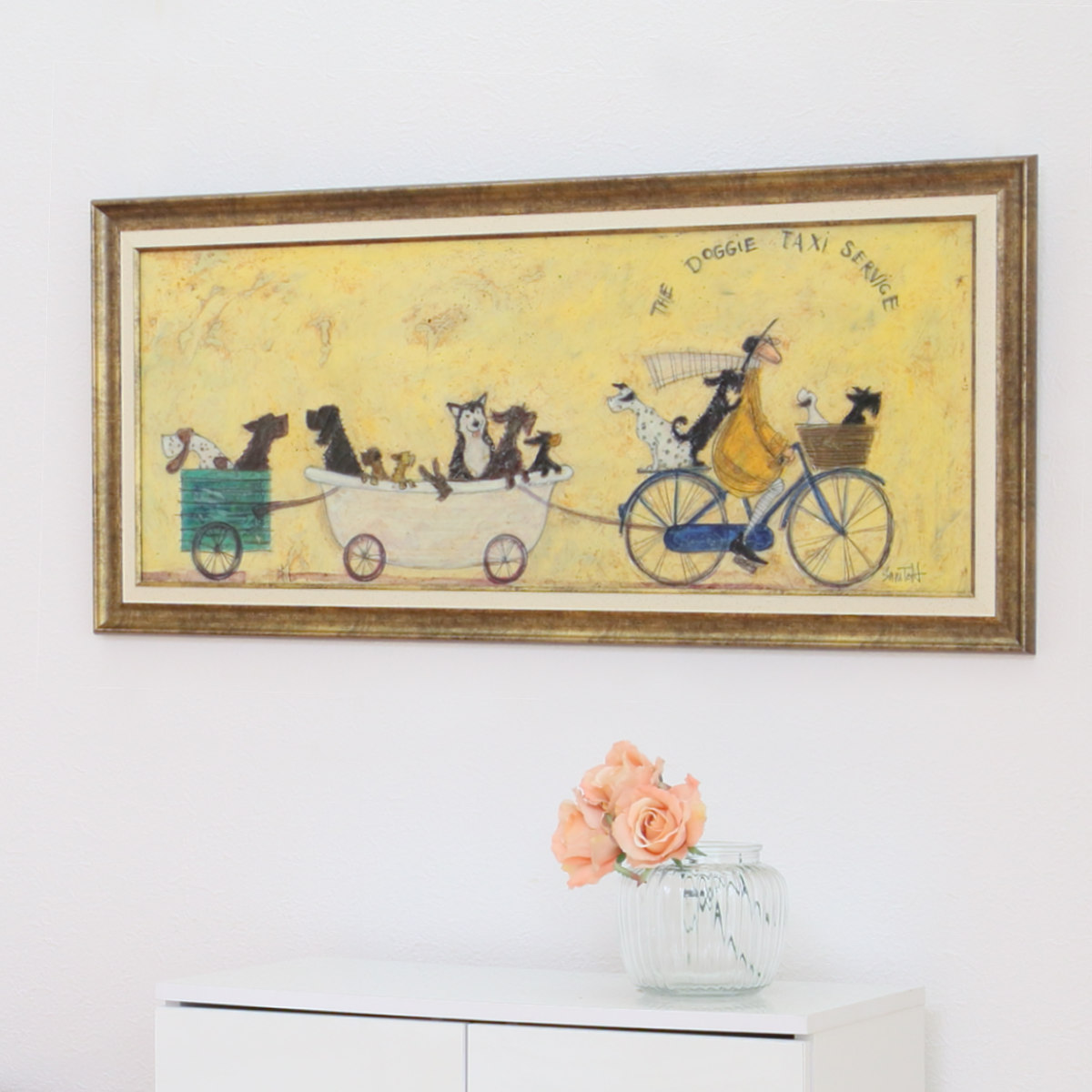 アートパネル サムトフト 『いぬタクシー』 94.5×43cm （ 絵画 絵