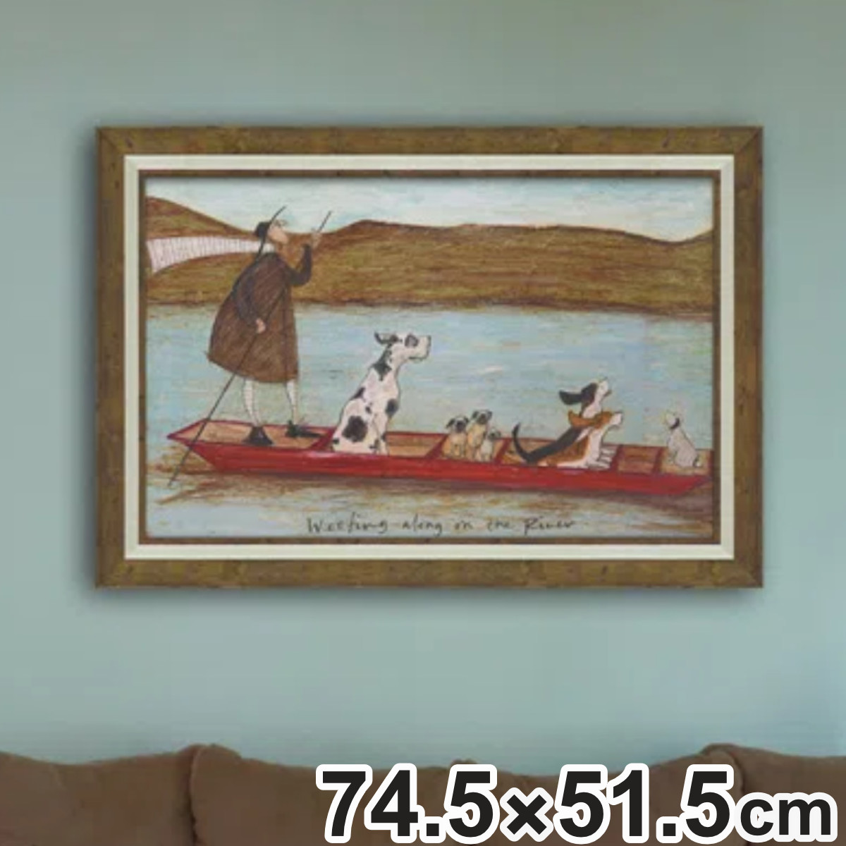 アートパネル サムトフト 『わんわんリバークルーズ』 74.5×51.5cm （ 絵画 絵 アート インテリア 額 額入り 壁掛け 犬 動物 ）