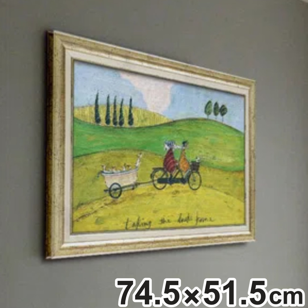 アートパネル サムトフト 『アヒル送迎サービス』 74.5×51.5cm （ 絵画 絵 アート インテリア 額 額入り 壁掛け 犬 動物 ）