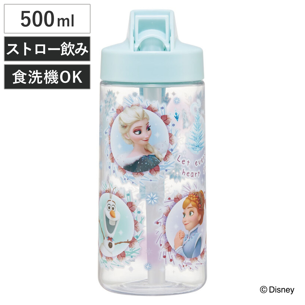 スケーター 水筒 500ml キッズストローボトル アナと雪の女王