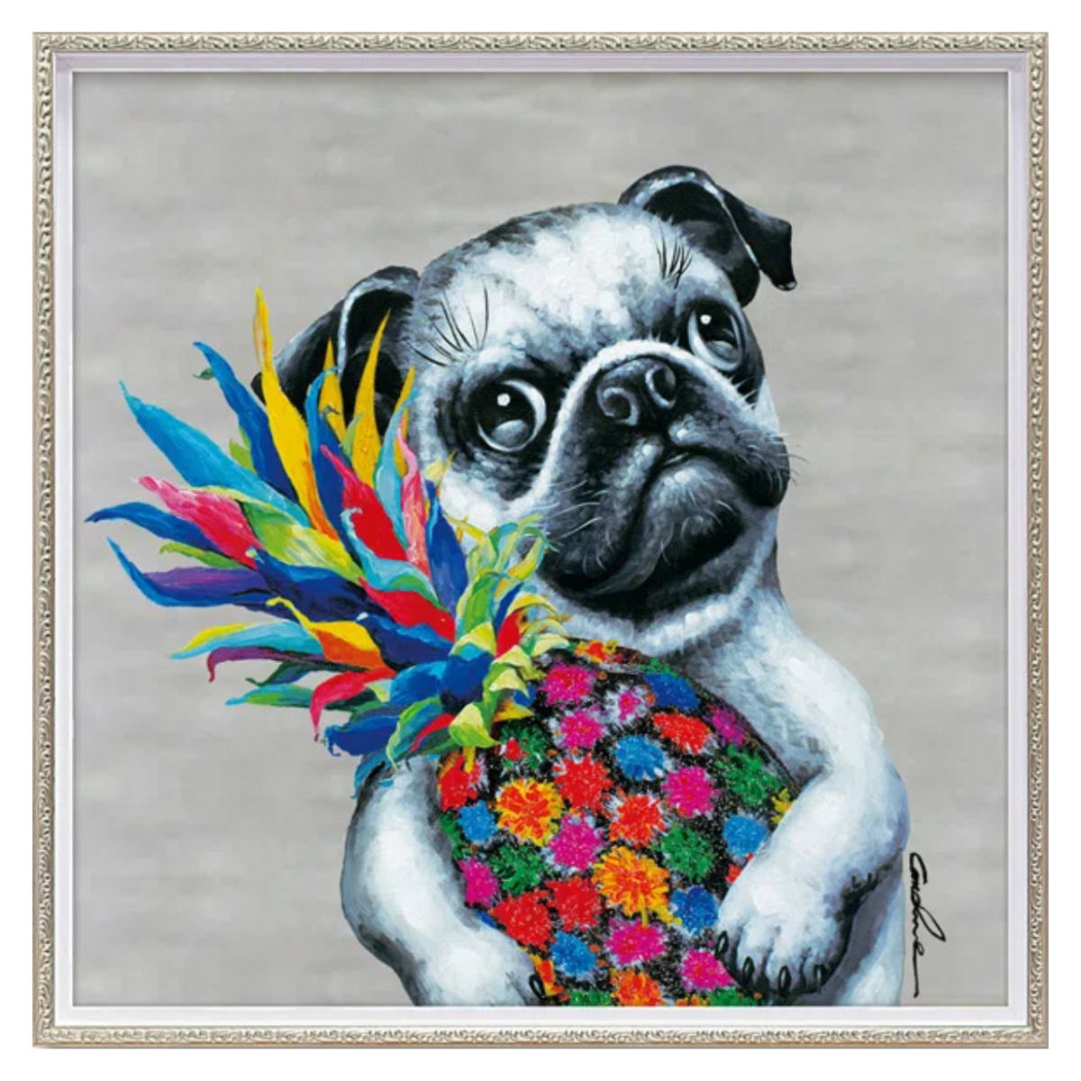 アートパネル オイルペイントアート 『カラフルパイン』 63×63cm