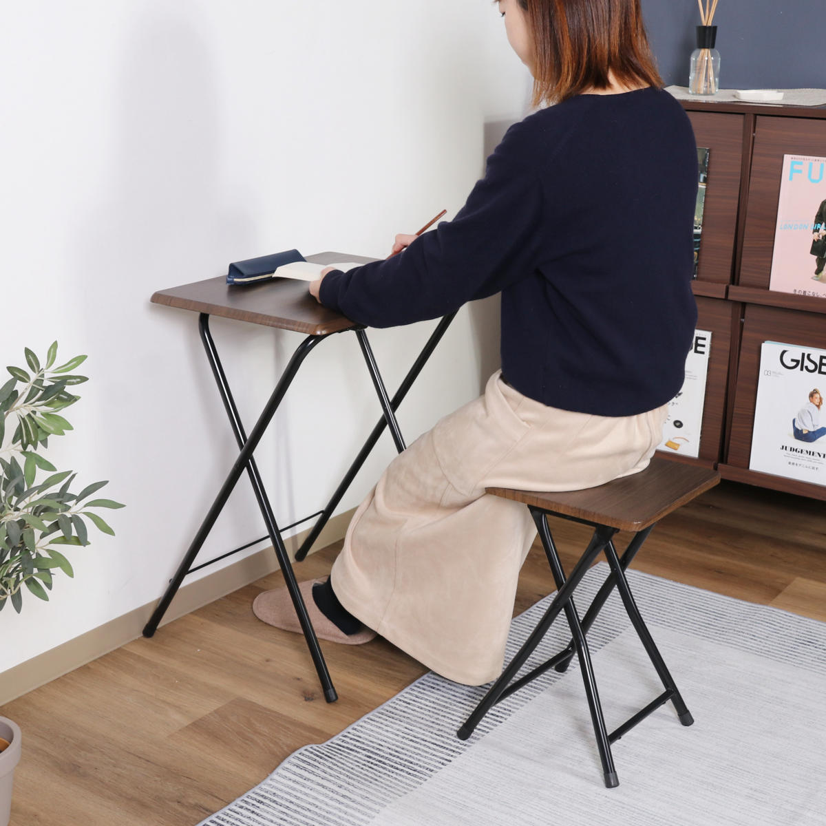 不二貿易（Fuji Boeki） ワークデスク 折りたたみ テーブルチェア