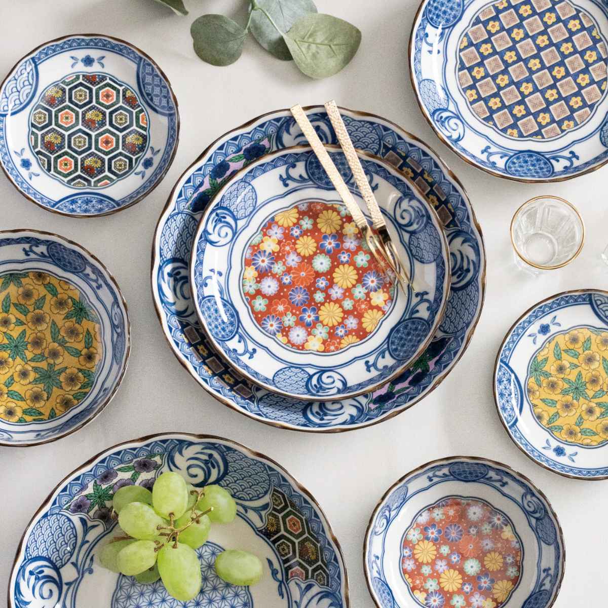 小皿 12cm 3.5寸 プレート 藍染小紋 磁器 （ 食洗機対応 電子レンジ