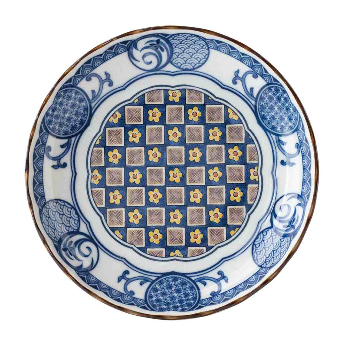 小皿 16.5cm 5寸 プレート 藍染小紋 磁器 （ 食洗機対応 電子レンジ