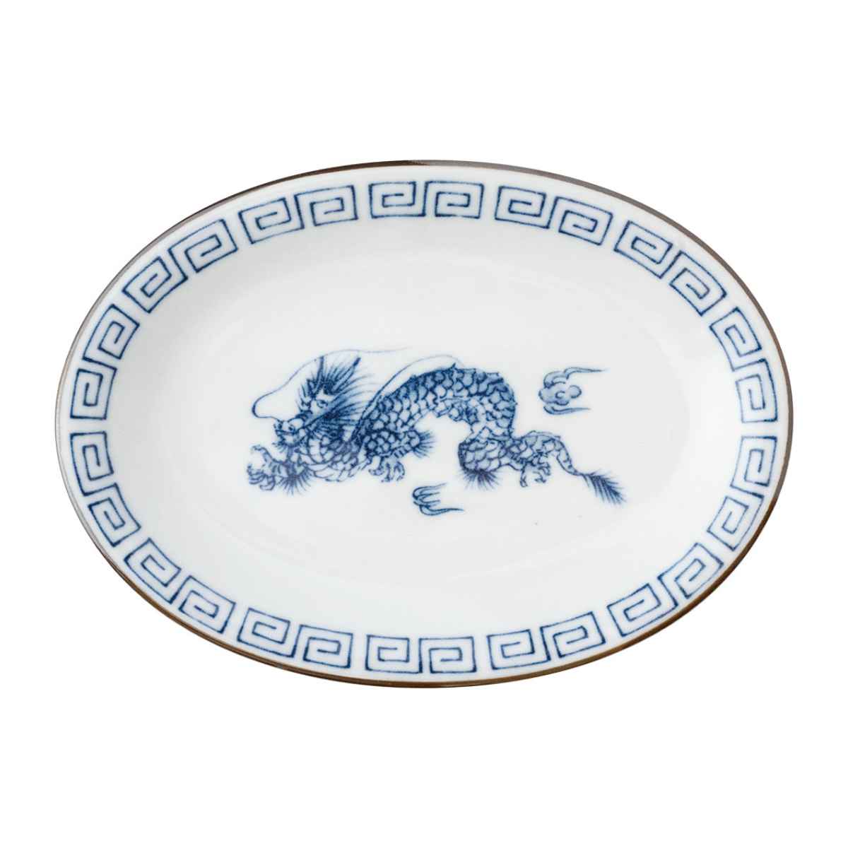 餃子皿 19.5cm レトロ中華 磁器 （ 食洗機対応 電子レンジ対応