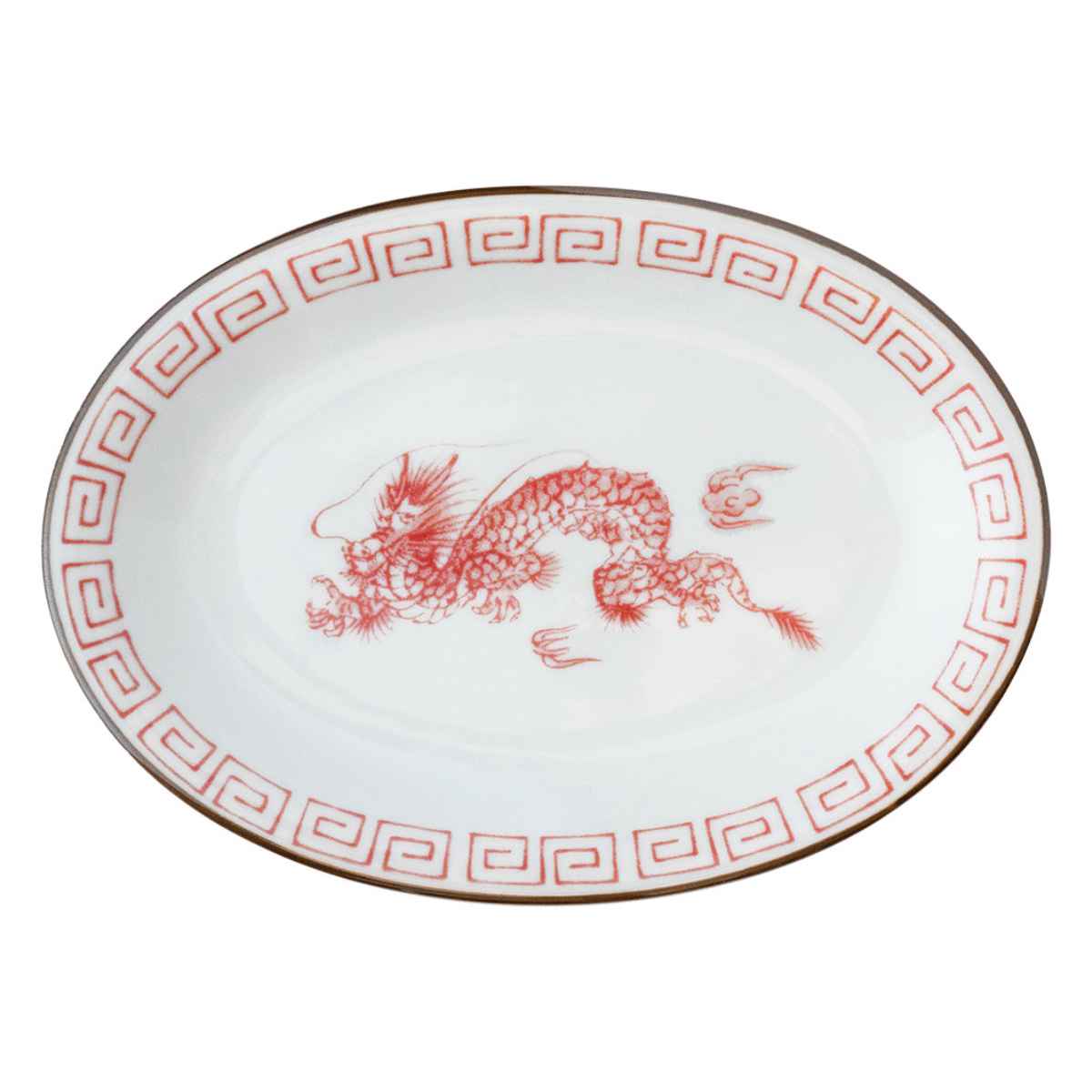 餃子皿 19.5cm レトロ中華 磁器 （ 食洗機対応 電子レンジ対応