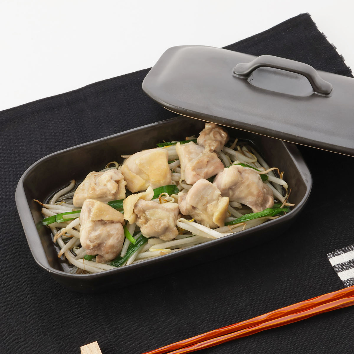 グリルプレート 19×11cm 長角 陶器 フタ付き 電子レンジ調理器具