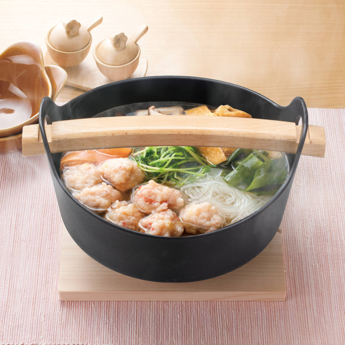 すき鍋 18cm IH対応 鉄鋳物 ハンドルが外せる鍋 （ ガス火対応